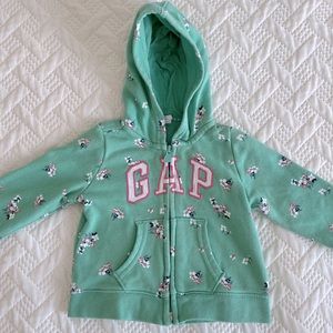12-18 mo. Baby Gap hooded zip-up sweatshirt, excellent (used) condition.